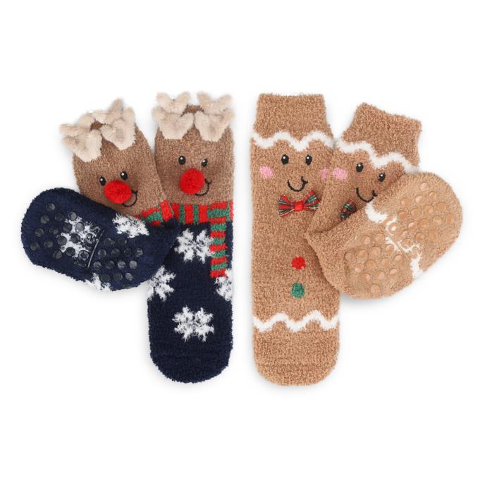 totes toasties® Childrens Super Soft Slipper Socks (Twin Pack) Christmas Extra Image 2